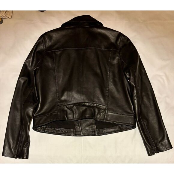 NWOT Halogen Genuine Leather Moto Jacket, Black, Sz. Med PETITE - Picture 3 of 8